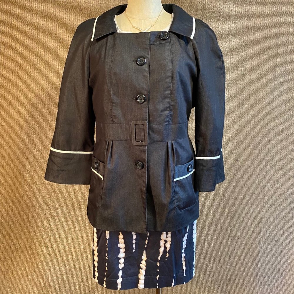 Black Mod Cotton Kenar Trench w/Faux Belt